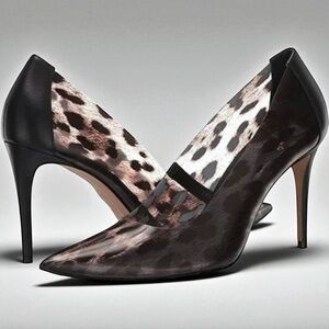 Vince Camuto Anessta Semi-Clear Leopard Print Pointed Toe Pump Heels size 6.5